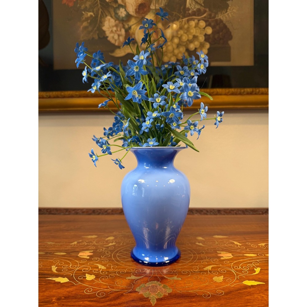 Royal Copenhagen Cased Blue Crystal Vase • Danish Modern Art Glass